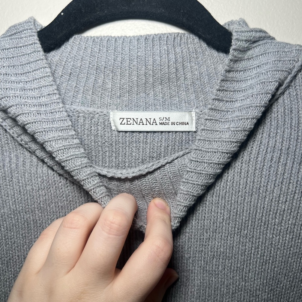 Zenana Outfitters Light Gray Knit Pullover - Picture 2 of 2